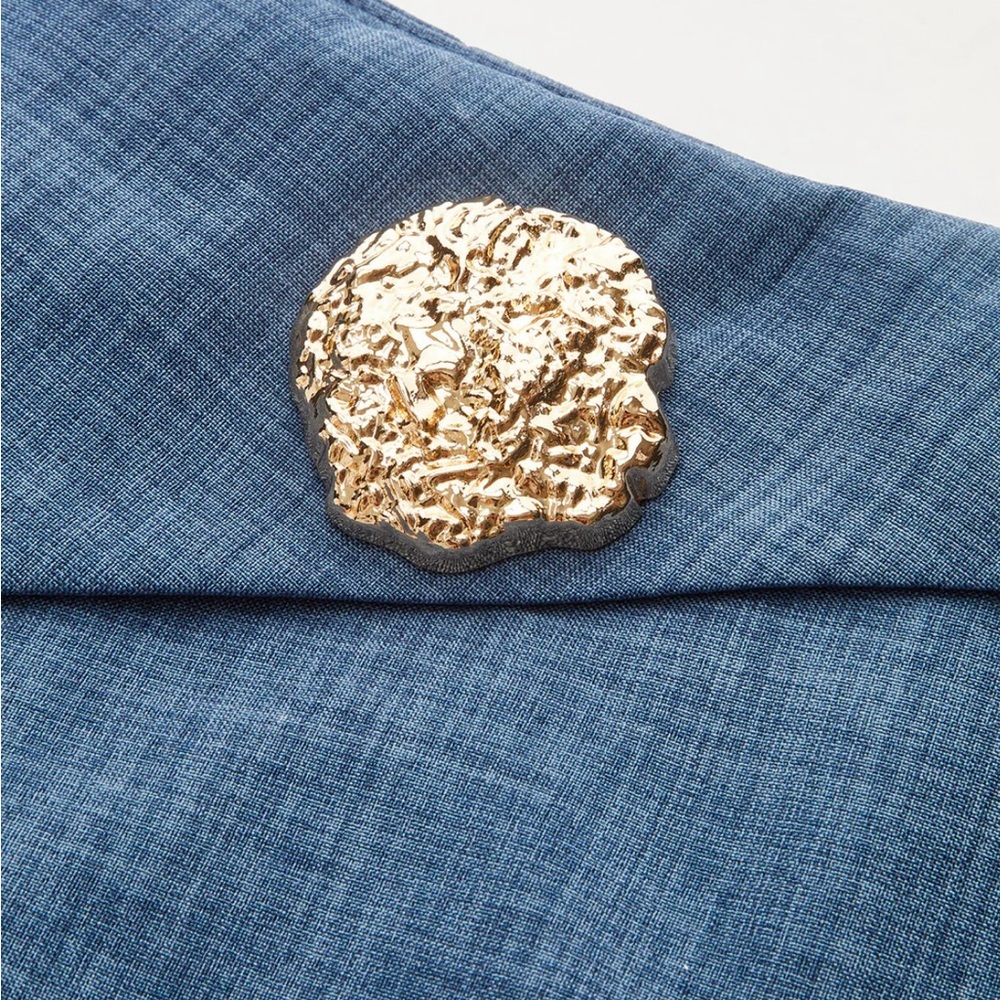 Commense Blue Wide-Leg Pants with Gold Button - Picture 3 of 4